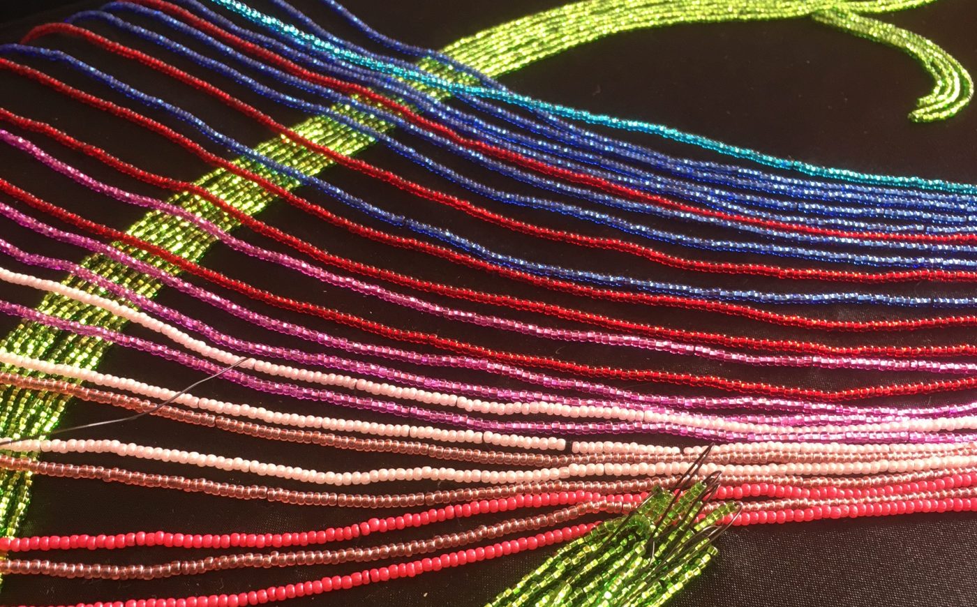 beaded strands representing brain connections