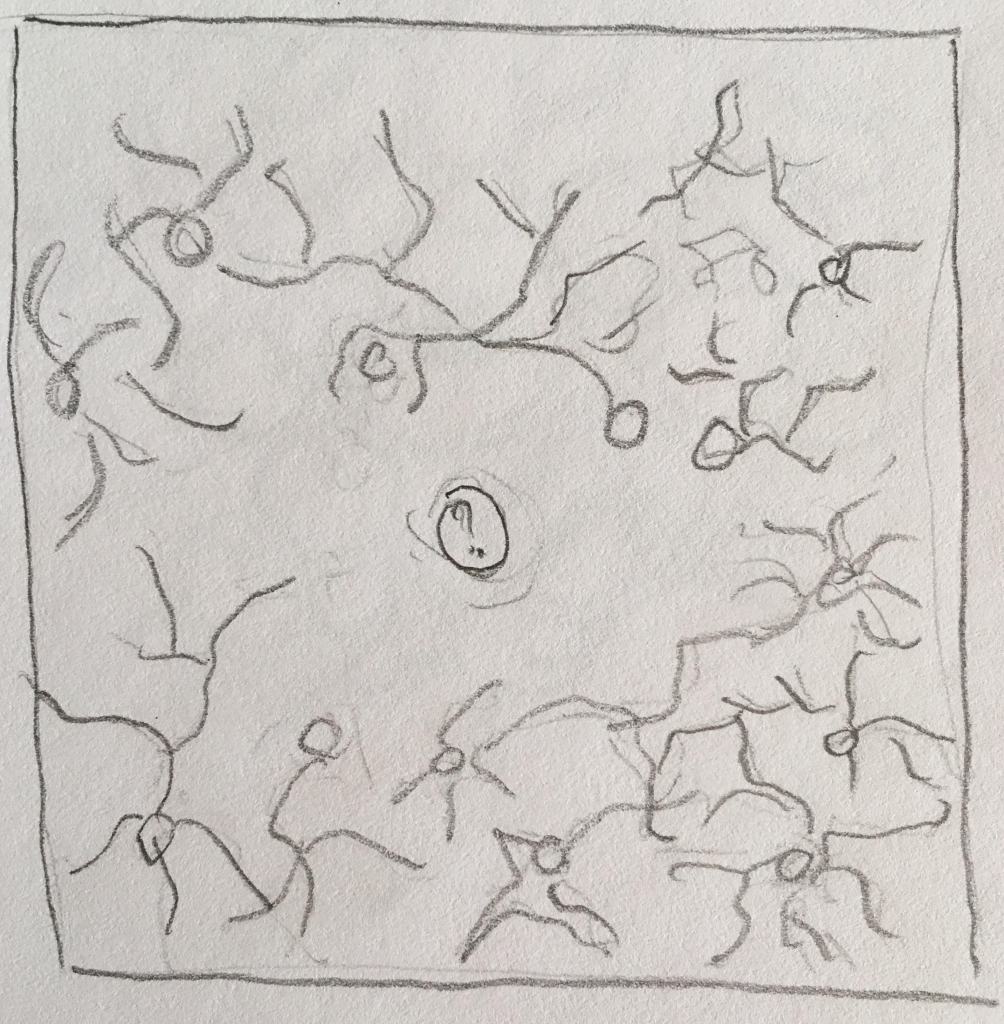 Early-stage schematic of neuron positioning and connections