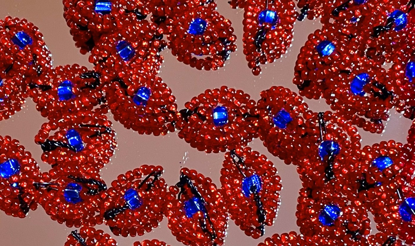 Work in progress bead embroidery inspired by the olfactory epithelium