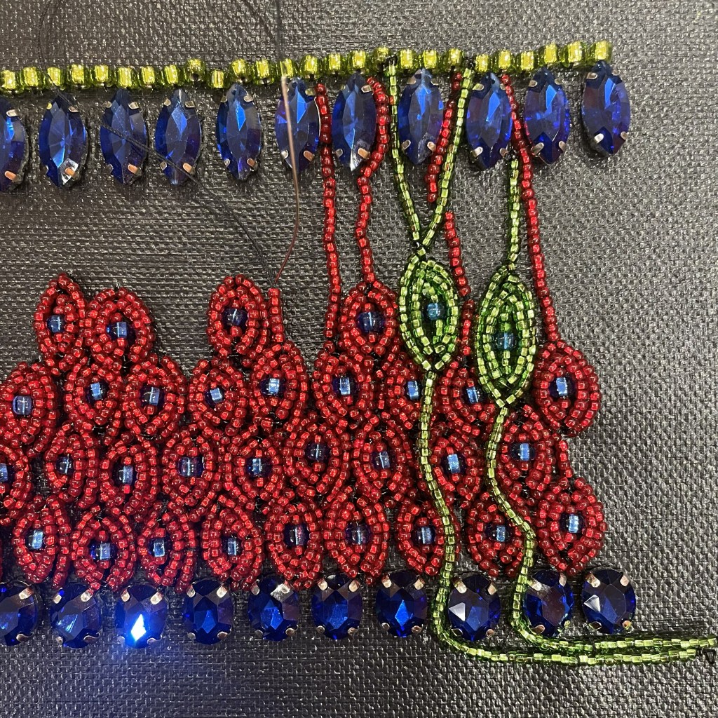 Work in progress beaded artwork based on olfactory epithelium