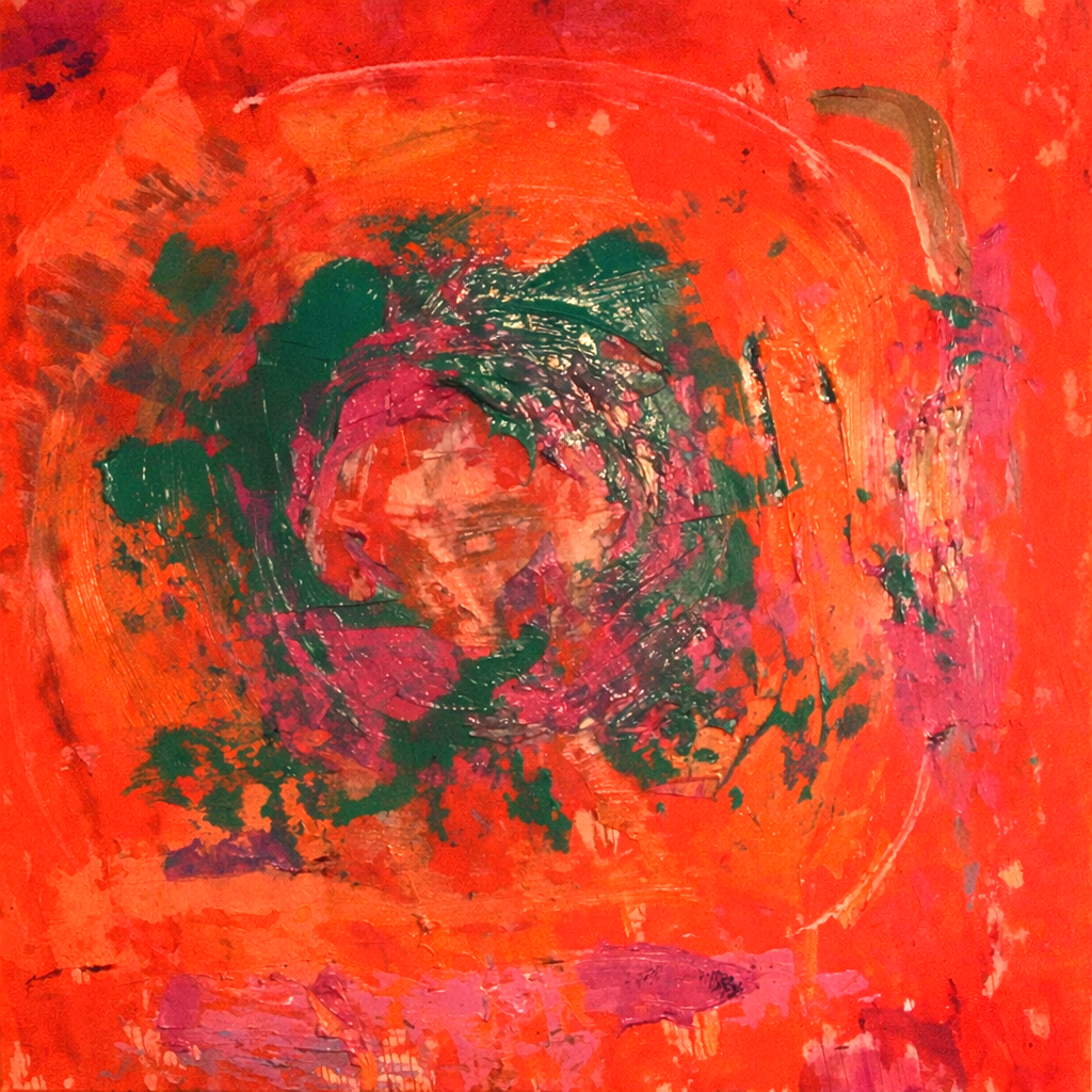 abstract orange and green painting