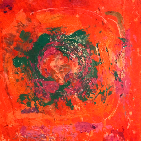 abstract orange and green painting